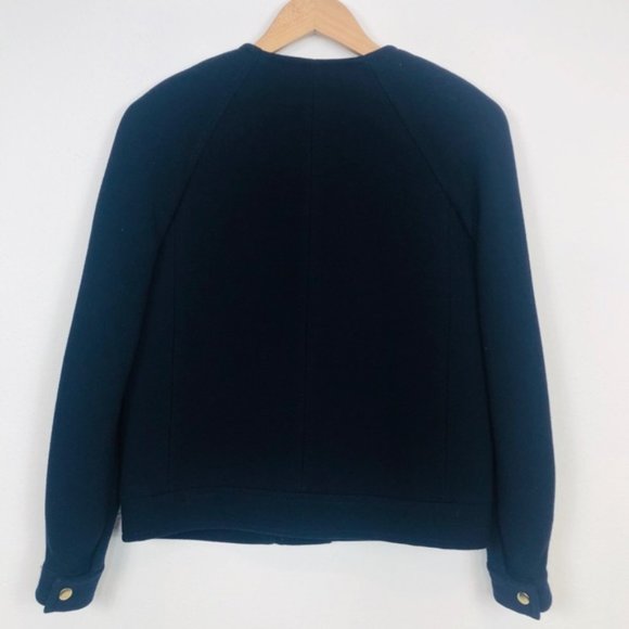 J. CREW Navy Double Cloth Moto Jacket 0 - Picture 3 of 8